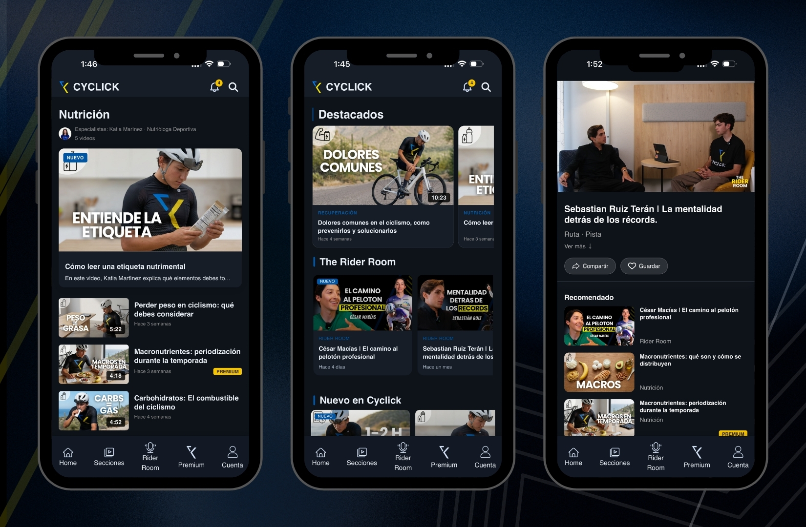 Capturas de la app CYCLICK